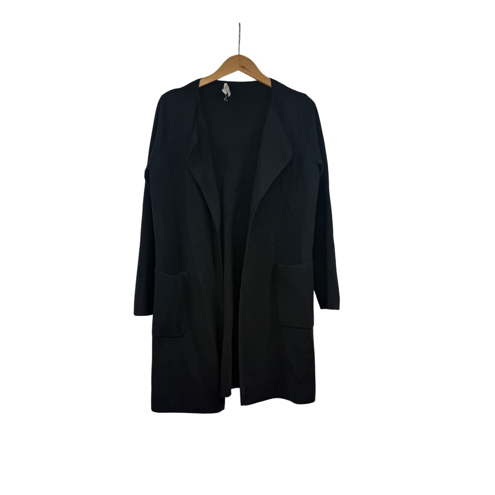 J.Crew Womens Black Merino Wool Blend Open Front Sweater Blazer‎ Cardigan XS